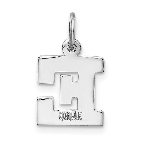 14k White Gold, Amanda Collection, Small Block Style Initial E Pendant - Picture 3 of 5